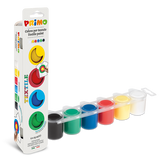 Pintura acrílica para tela en bote, 6 colores.