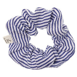 Coletero scrunchie rayado azul