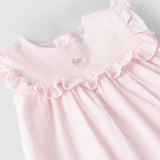 Vestido vichy rosa con bordado