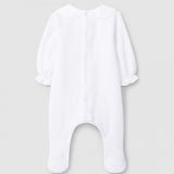 Pelele Terciopelo Cuello Redondo Bordado Blanco
