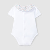 Body manga corta cuello volantes