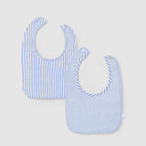 Pack de 2 Baberos Estampados Rayas Azul