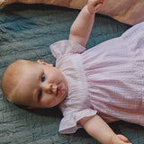 Vestido Seersucker Rayas Bordado