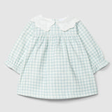 Vestido Pana Vichy Azul Cuello Bordado