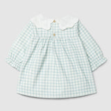 Vestido Pana Vichy Azul Cuello Bordado