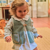 Vestido Pana Vichy Azul Cuello Bordado