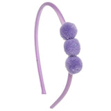 Diadema bebé con 3 pompones morado