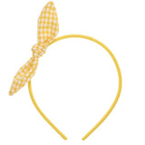 Diadema bebé con lazo vichy amarillo