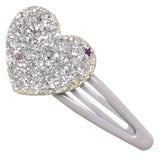 Clip corazón glitter plateado