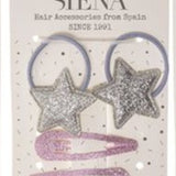 Pack Glitter coleteros y clips Silver