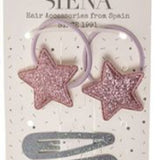 Pack Glitter coleteros y clips Pink Silver