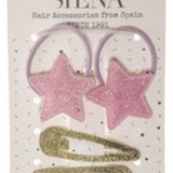 Pack Glitter coleteros y clips Pink Gold
