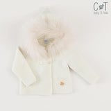 Chaquetón Crudo con Pompón de Pelo Natural