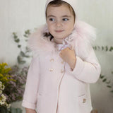 Chaquetón Rosa con Pompón de Pelo Natural