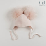 Gorro de Punto con Doble Pompón Rosa Soft