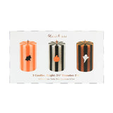 Velas de Halloween a Rayas con Figuras (x3)