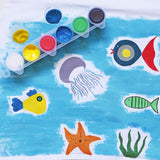 Pintura acrílica para tela en bote, 6 colores.