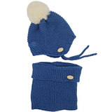 Conjunto Punto Bobo Pompón Azul Tejano