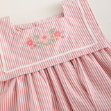Vestido Bordado Marinero Rayitas Pink