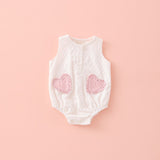 Ranita Florecitas Bordada Corazón Rayita Pink