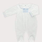 Pelele Punto Smock Detalles en Azul Claro