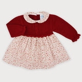 Vestido de Punto y Liberty Granate