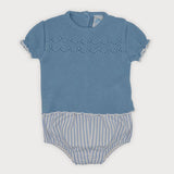 Conjunto Punto y Rayas Azul