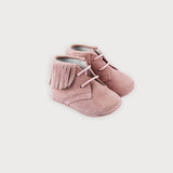 Botita Serraje Flecos Rosa