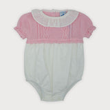 Ranita Punto Cuello Volante Rosa y Blanco
