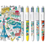 5 bolígrafos de 4 colores Bic & Omy cities