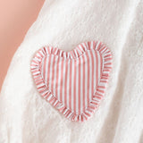 Ranita Florecitas Bordada Corazón Rayita Pink