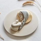 Virgen Niña Azul con Pan de Oro
