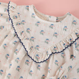 Blusa Ondas Gasa Flor Azul y Rosa