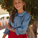 Camisa Denim Niña Manga Larga