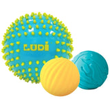 Pelota sensorial bicolor turquesa/amarillo