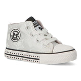 Bota Sneakers Metalizado Estrellas Silver