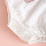 Ranita Florecitas Bordada Corazón Rayita Pink