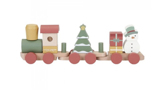 Tren de madera navideño